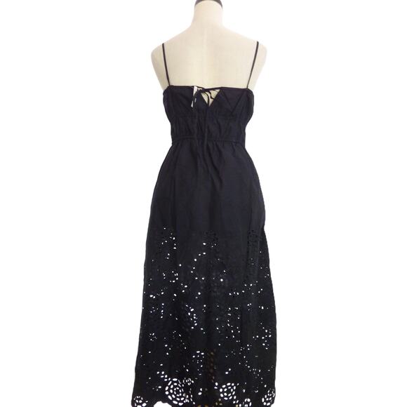 NWT Madewell Embroidered Tank Midi Dress in Poplin Black Eyelent 6 - Picture 3 of 9